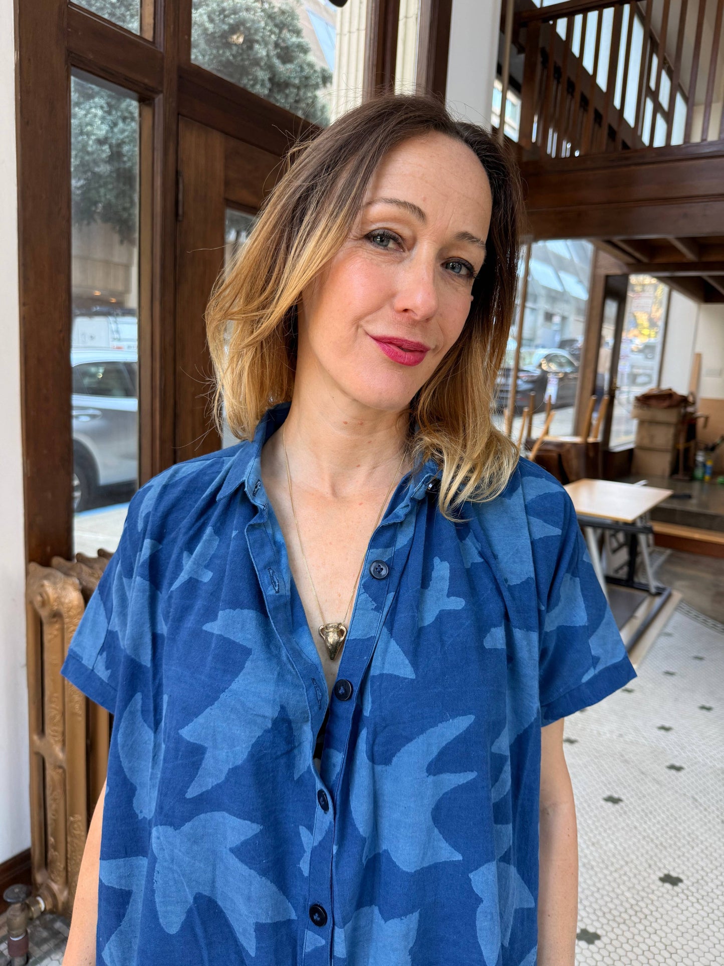 Block Printed Dress | Elise Dress Indigo Print Liberté