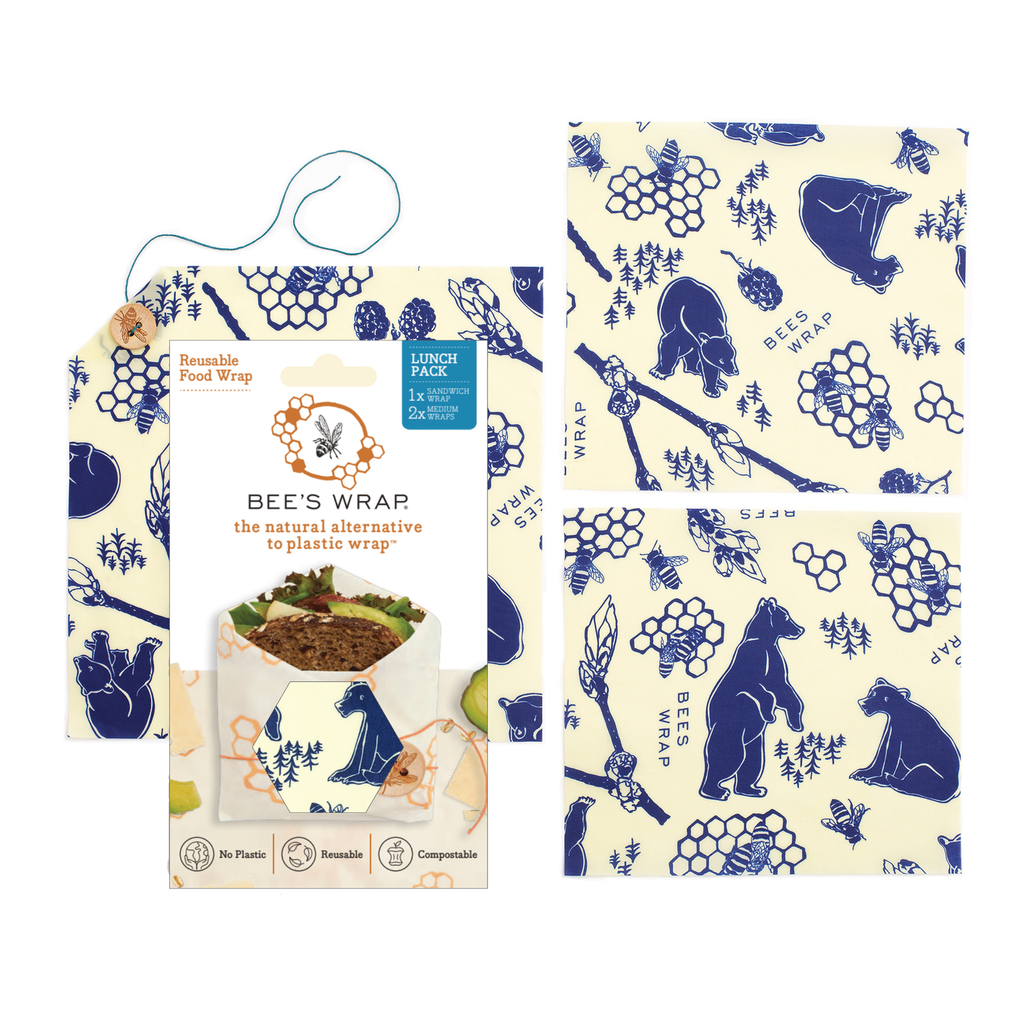 Bees Wrap Reusable Wraps Lunch 3 Pack