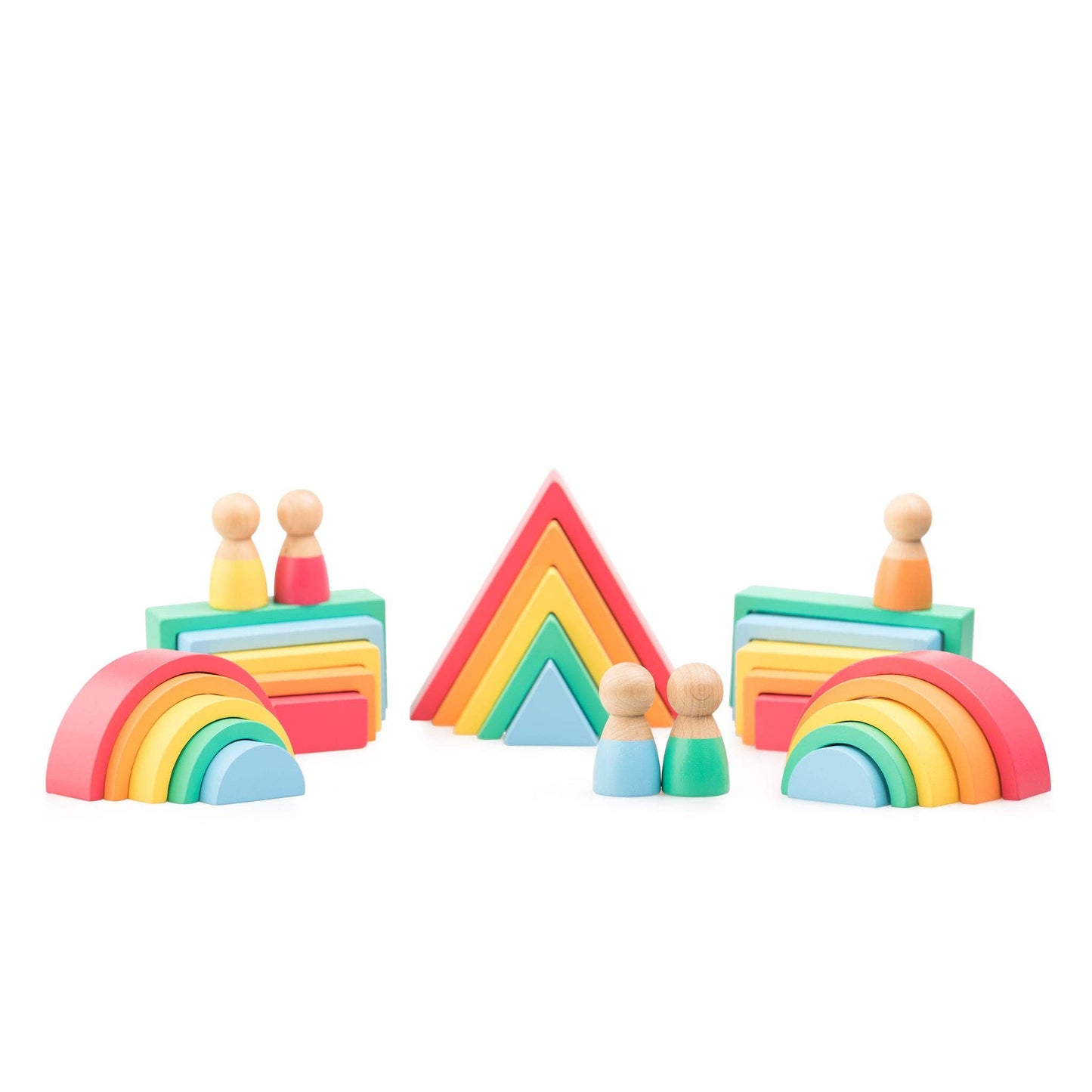 Rainbow Blocks Wooden Playset