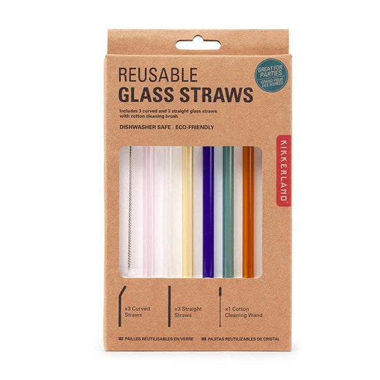 Colorful Reusable Glass Straws Pack of 6