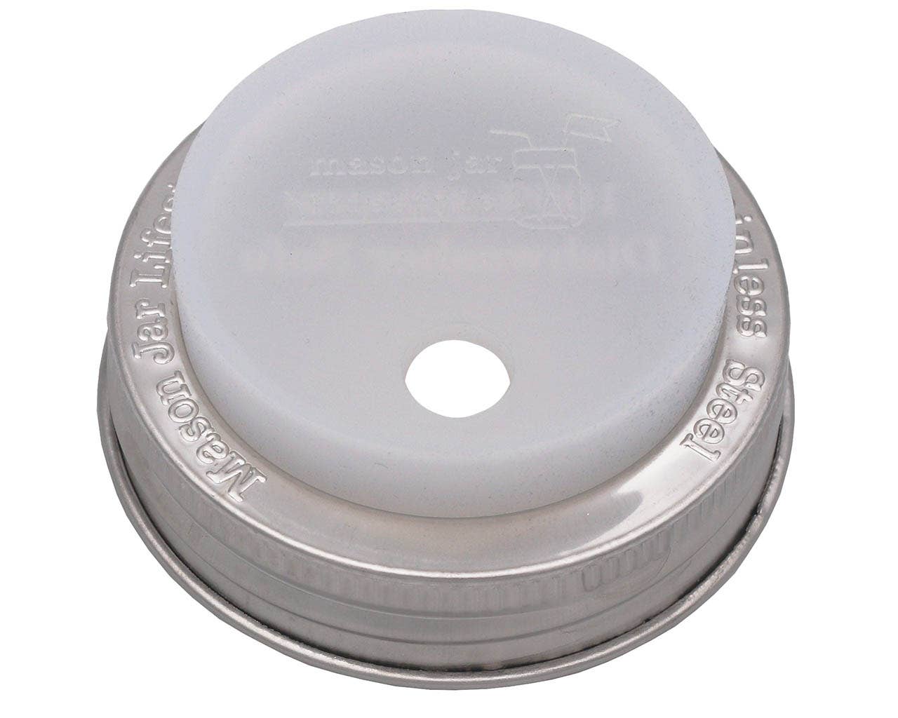 Silicone Straw Hole Tumbler with Stainless Steel Band for Mason Jars | Frost