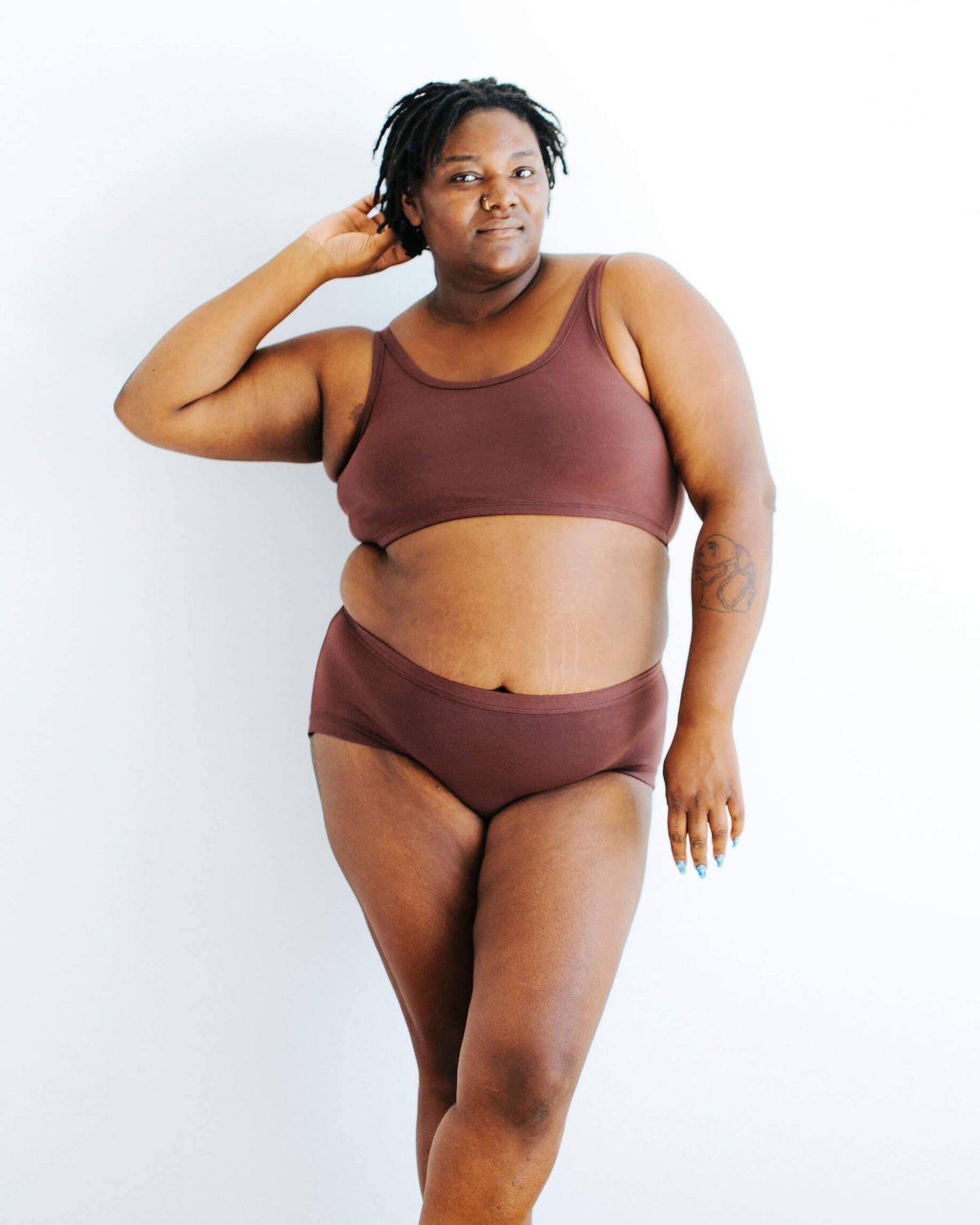 Organic Longline Bra | Chestnut