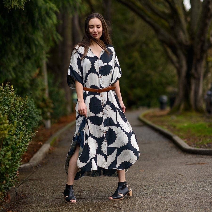 Block Print Kaftan Dress | Sunset