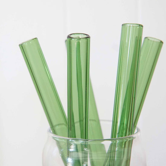 Forest Cove - Green Wide Straight Glass Straws