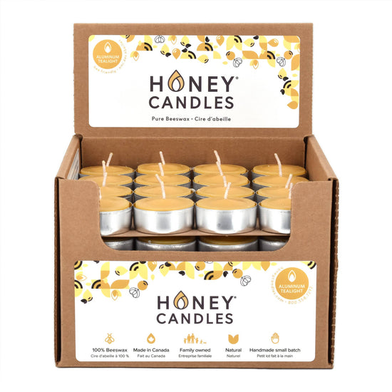 Honey Candles - Beeswax Tealight Candle - Aluminum Cup