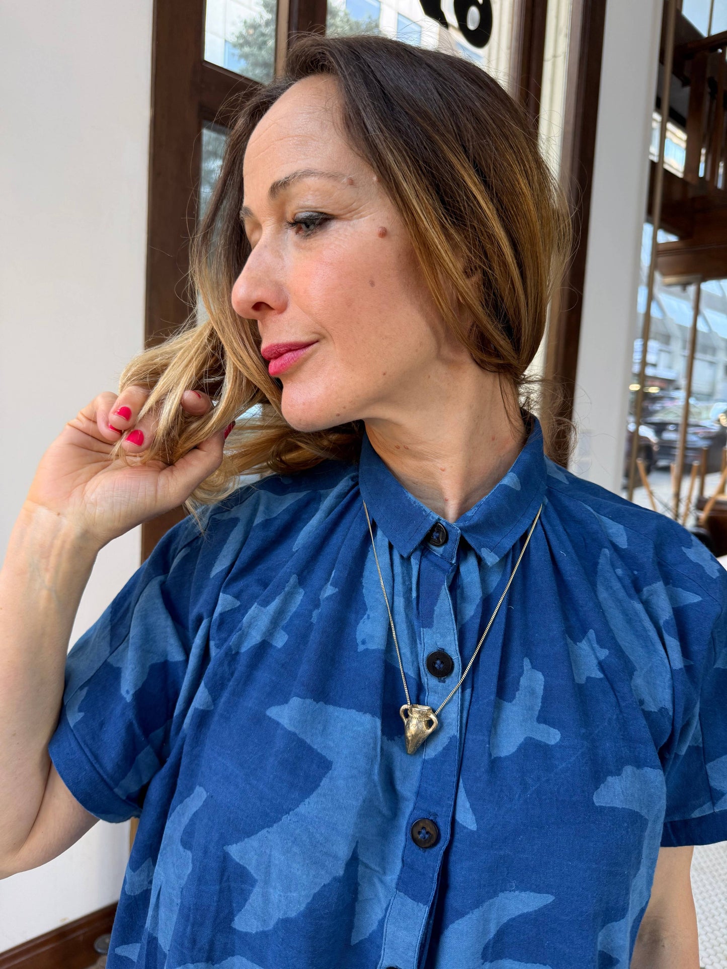 Block Printed Dress | Elise Dress Indigo Print Liberté