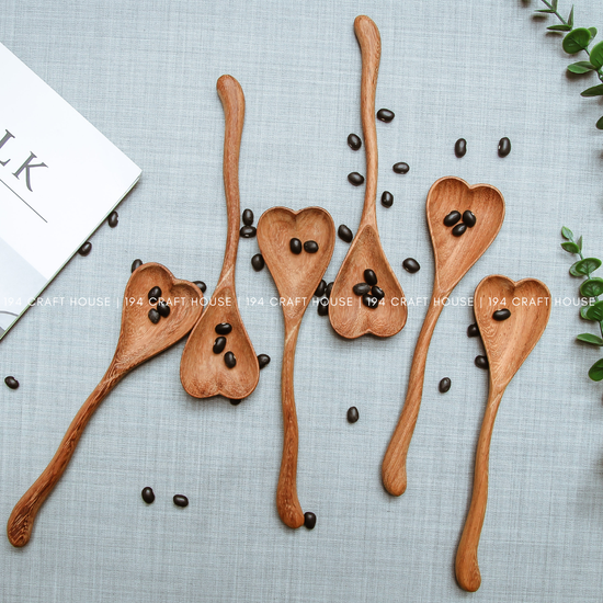 194 Craft House - Hand Carved Wiggly Heart Wooden Spoon