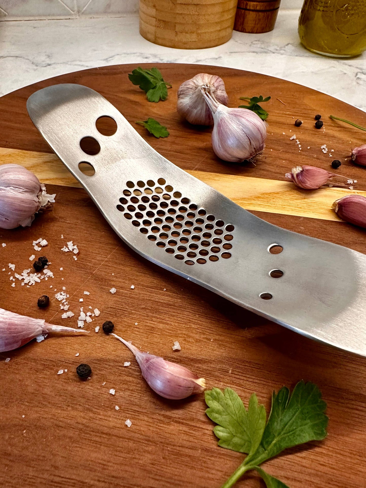 Stainless Steel Garlic Press & Herb Stripper