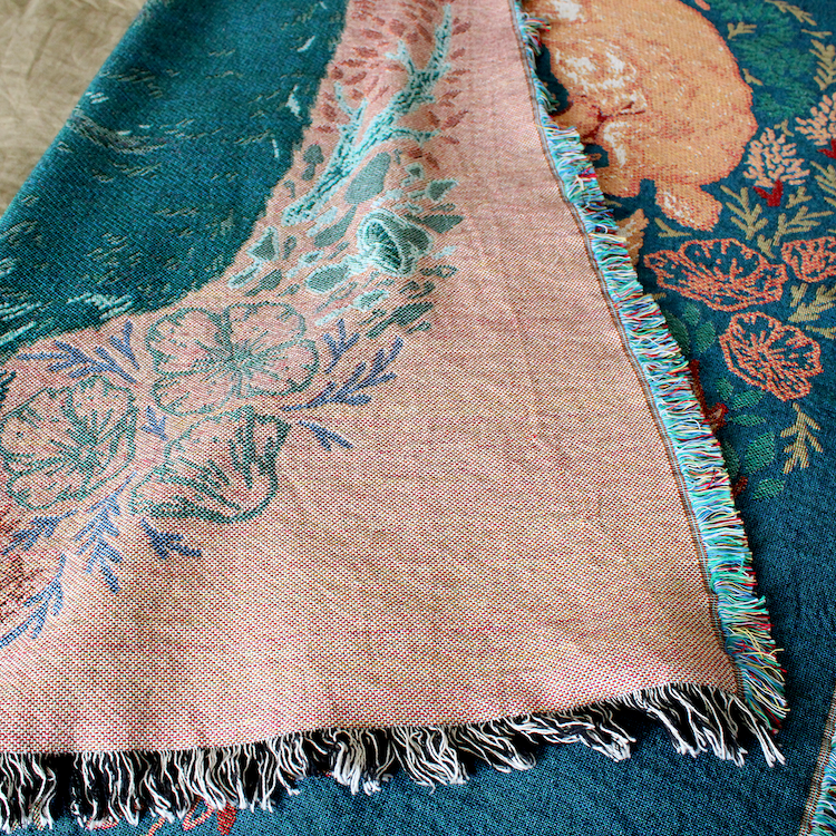 Woven Blanket Tapestry: Fox & Hare