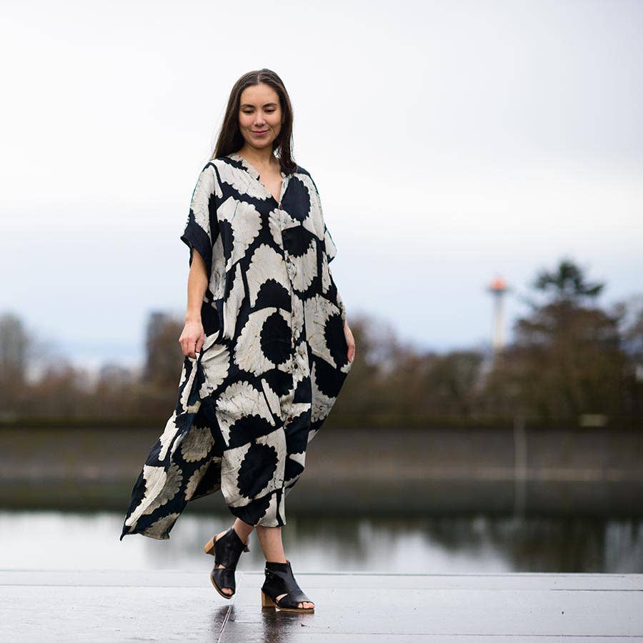 Block Print Kaftan Dress | Sunset