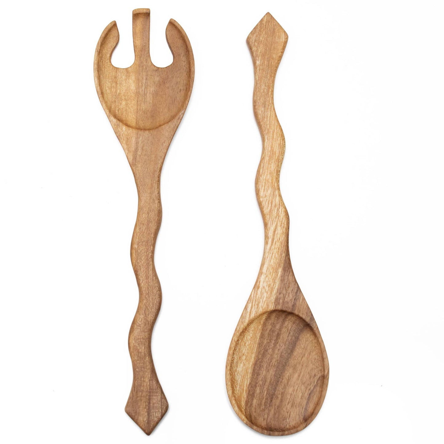 Hand Carved Wood Salad Serving Set | Laurelwood