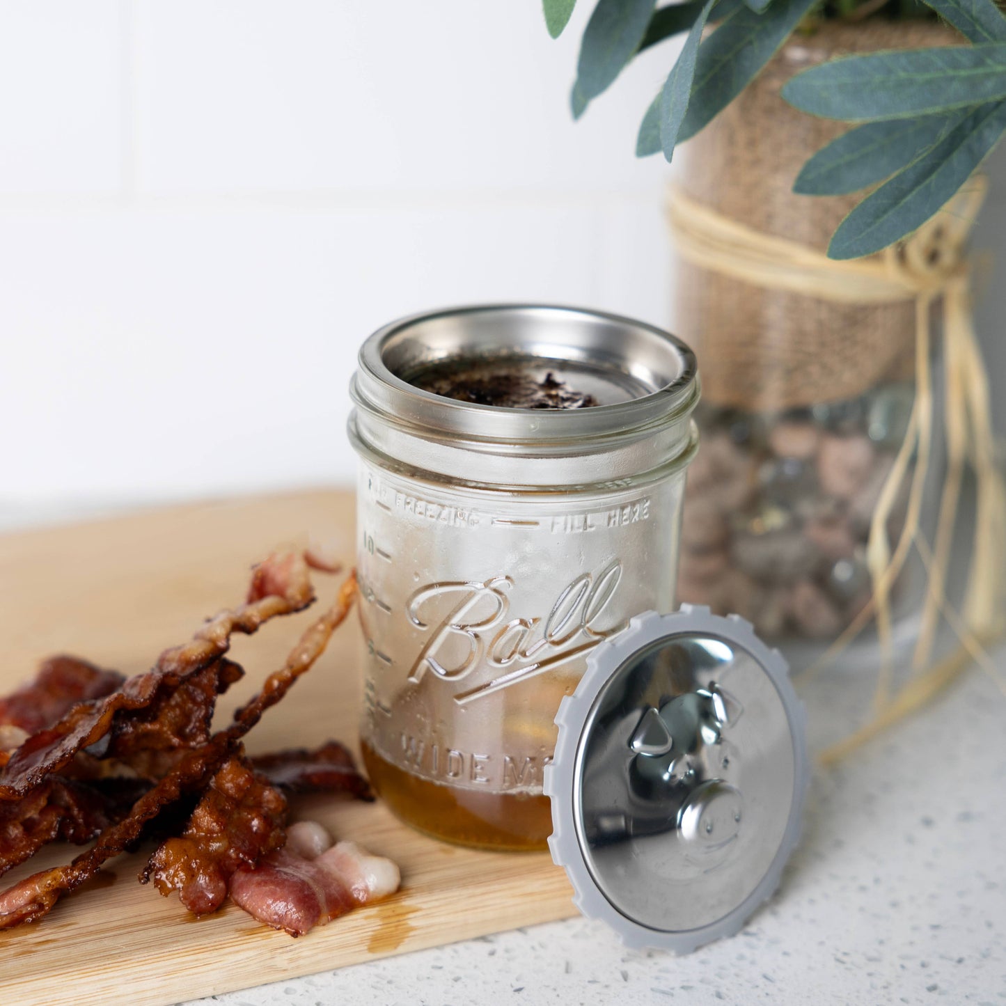 Jarware Stainless Steel Grease Strainer Lid | Wide Mouth