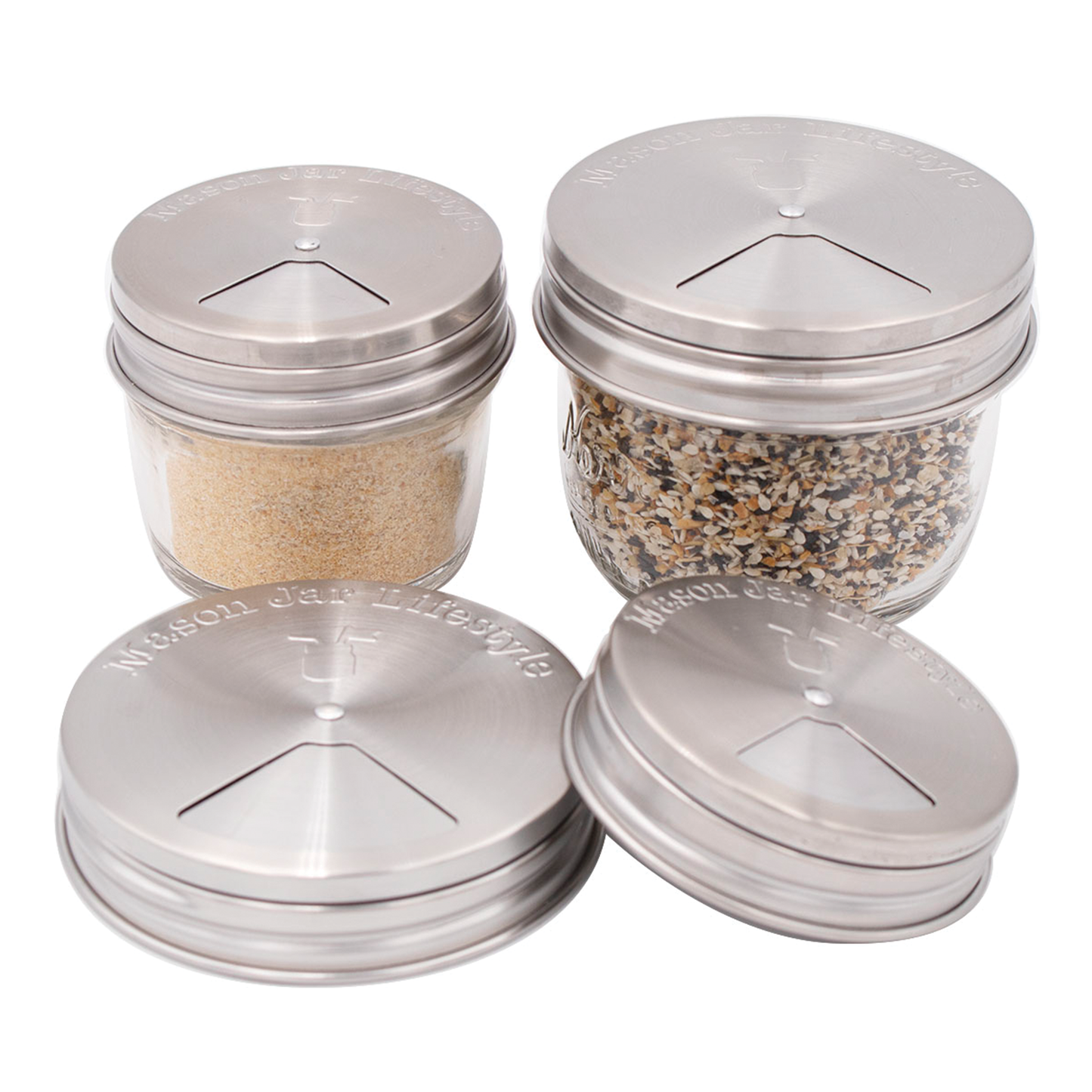 Stainless Steel Spice Lids 4 Pack | Regular Mouth