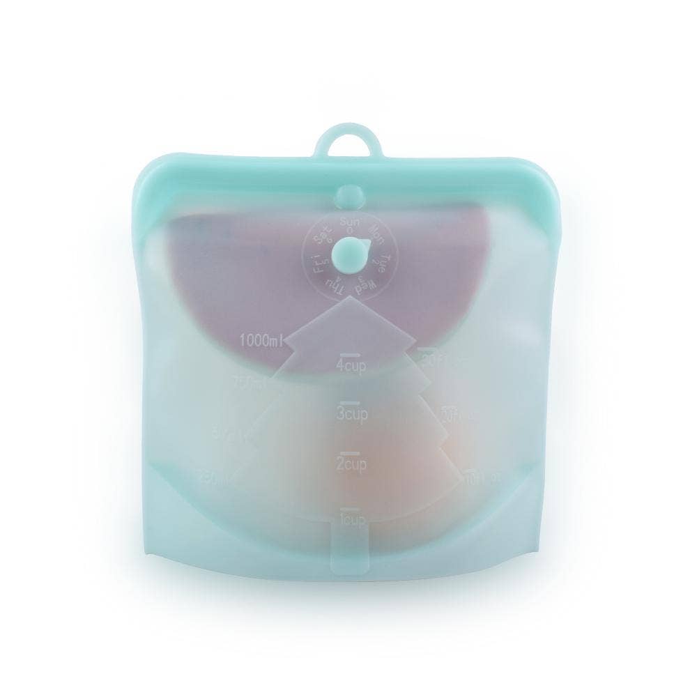 Turquoise Silicone Snap Close Bags - Large