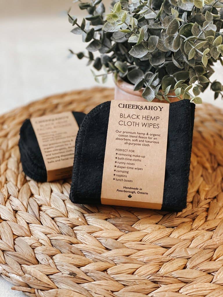 Load image into Gallery viewer, Black Hemp Cloth Wipes
