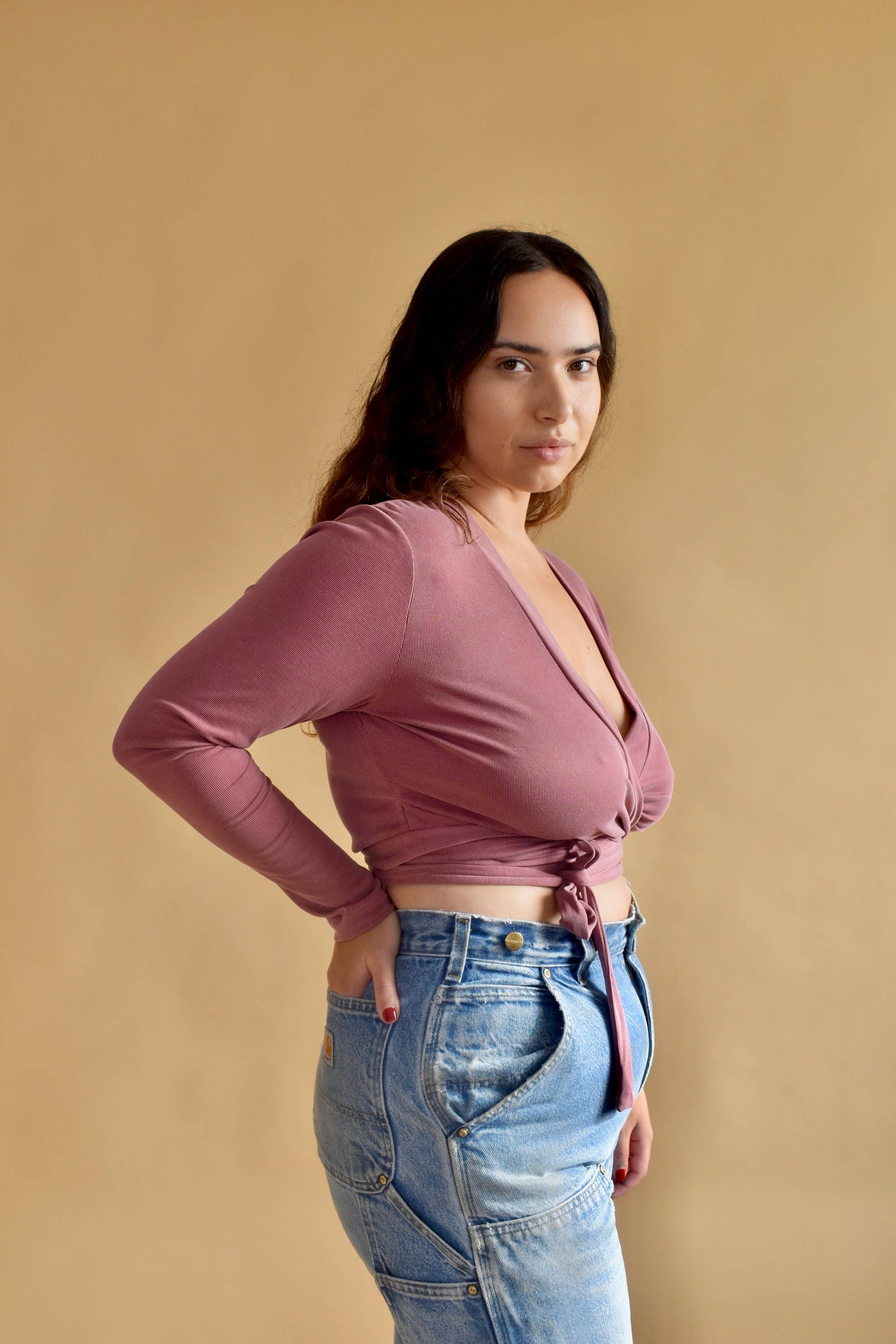 Load image into Gallery viewer, Rowan Wrap Top in Dusty Pink
