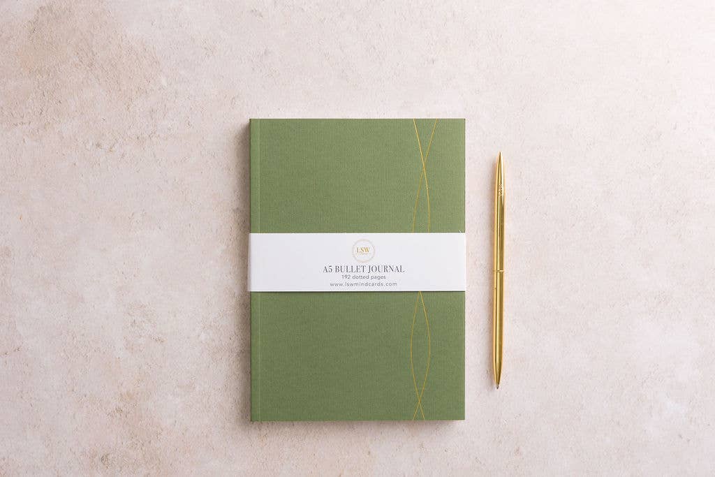 A5 Bullet Journal in Mid-Green, Dotted Notebook, Stationery by LSW London