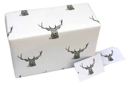 Black & White Stags Wrapping Paper • 100% Recycled • UK Made