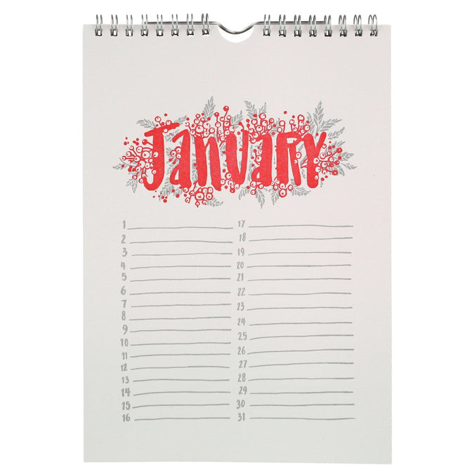 Perpetual Birthday Wall Calendar by Smudge Ink