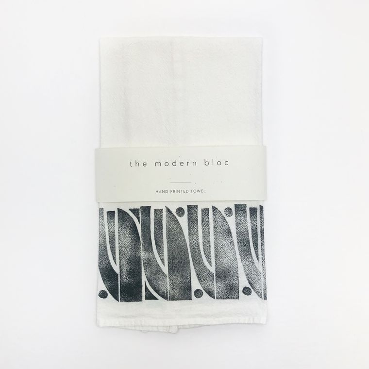 Abstract Block-Printed Tea Towel